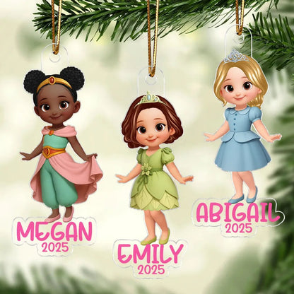 Princess Personalized Acrylic Ornament, Christmas Gift for Kid Girls