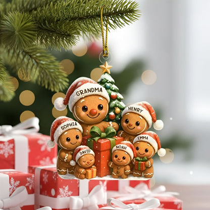 Personalized Gingerbread Family Acrylic Ornament, Christmas Ornament Gift