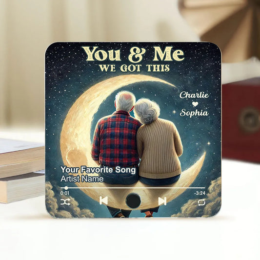 Old Couple Love To The Moon And Back Personalized Music Fridge Magnet, Valentine's Gift For Her, Gift For Him