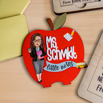 Personalized Teacher Apple Sticky Note Holder, End Of School Year Gift For Teacher, Teacher Appreaciation, Office Decor