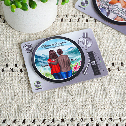 Beautiful Landscape Mother & Daughter Forever Linked Together Personalized NFC Acrylic Music Vinyl Record, Heartfelt Gift For Mom