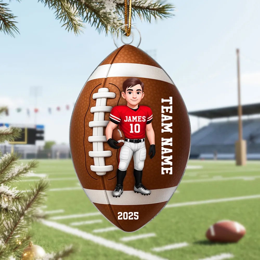 Football Player - Personalized Acrylic Ornament - Christmas Gift For Teen Boy, Son, Grandson