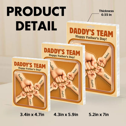 Daddy Team Fist Bump Custom Figure Personalized Acrylic Block Plaque, Father's Day gift