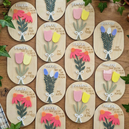 Personalized Quote Floral Wooden Magnet Sign, Thank You For Helping Me Grow Gift, Personalized Mother’s Day Refrigerator Decor