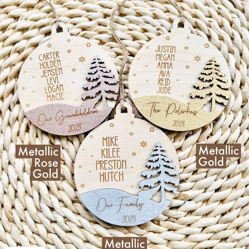 Personalized Family Name Tree Ornament, Family Christmas Ornament