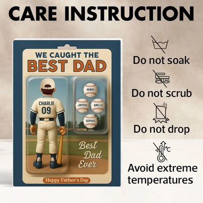 We Caught The Best Dad Grandpa Cartoon Baseball Lover Toy Box Figure Style Personalized Acrylic Block Plaque