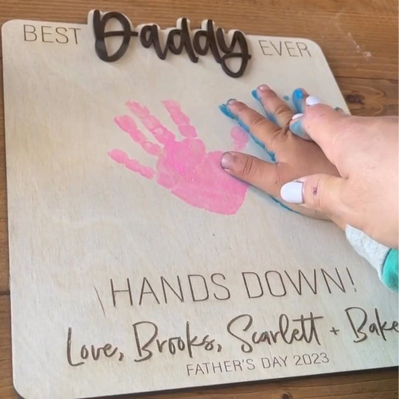 Personalized Father's Day Handprint Sign, Father's Day Gift from Kids