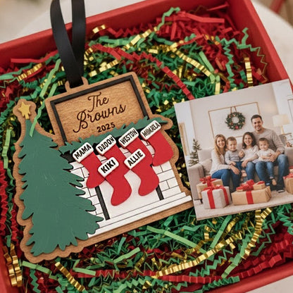 Personalized Family Name Stocking Fireplace Ornament, Gifts For Mom, Dad, Brother, Sister, Kids