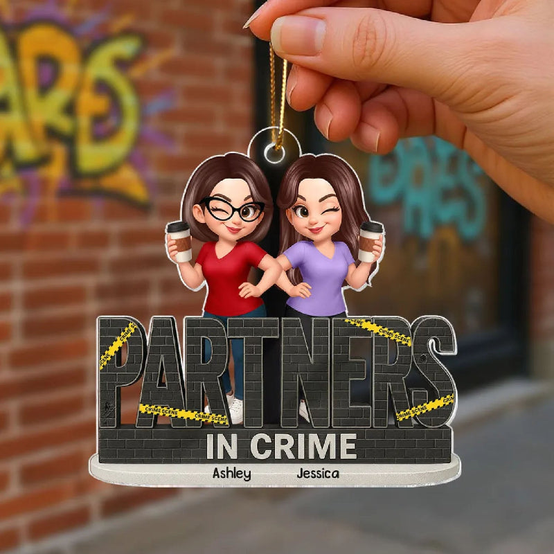 Personalized Partners In Crime Do Not Cross Besties Sisters Acrylic Ornament