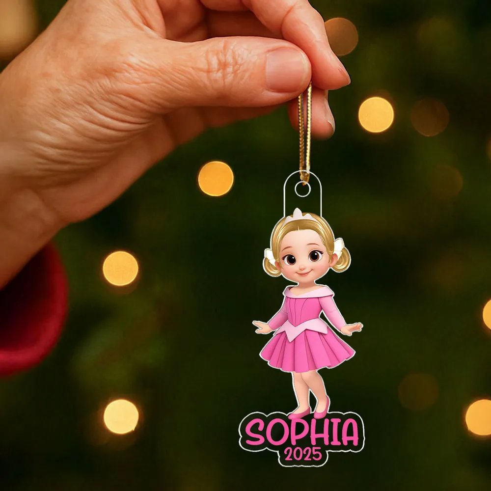 Princess Personalized Acrylic Ornament, Christmas Gift for Kid Girls