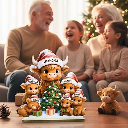 Grandma's Herd Cow Family Standing Wooden Plaque, Personalized Christmas Standing Wooden Plaque