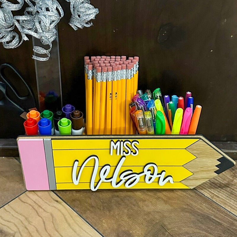 Personalized Teacher Desk Caddy, Teacher Gift, Back To School Pencil Desk Caddy