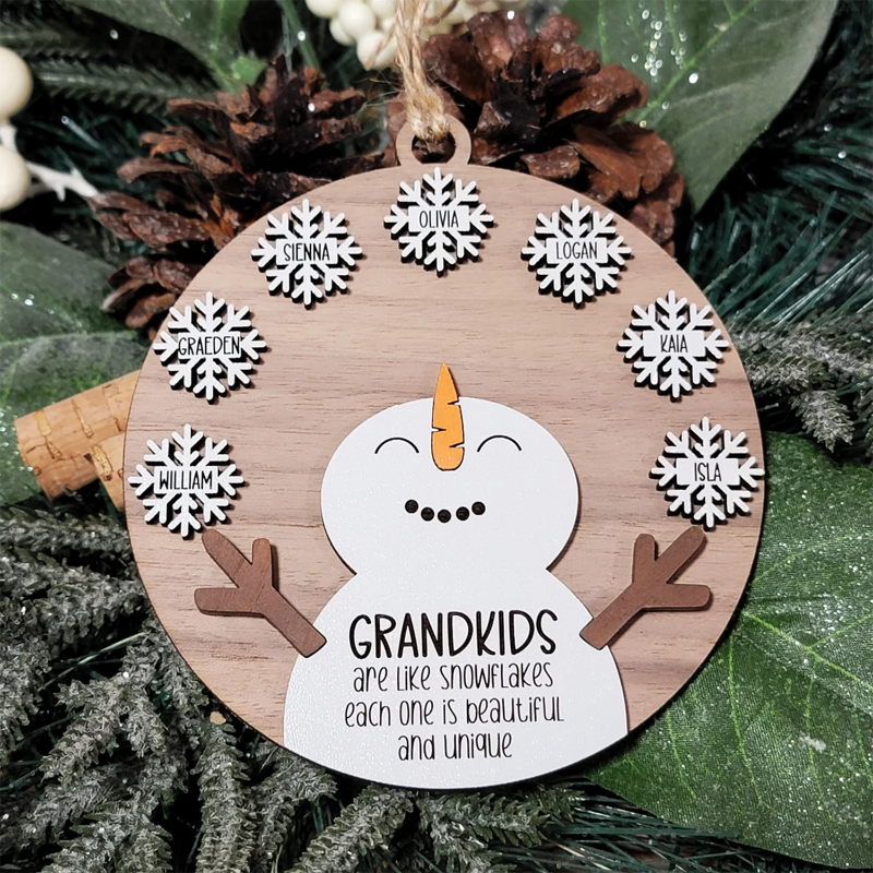 Personalized Grandchild Snowman Family Ornament, Christmas Gift For Family