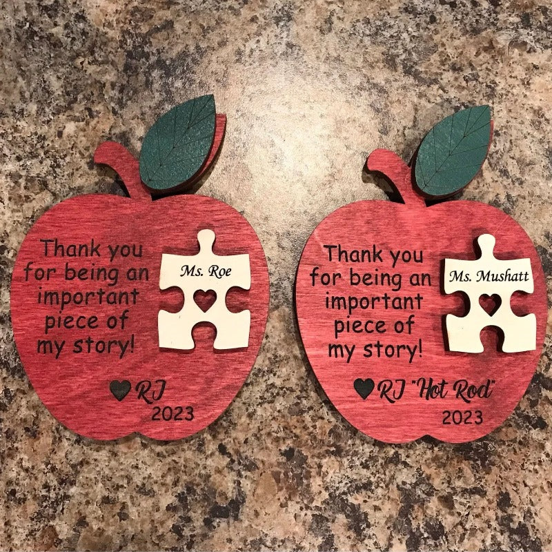 Personalized Teacher Apple Puzzle Sign, End of Year Gift Idea