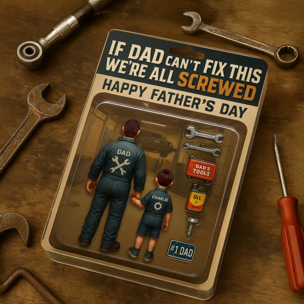 If Dad Can't Fix This We're All Screwed, Mechanic Handy Man Custom Figure Personalized Acrylic Block Plaque, Father's Day Gift for Dad, Gift for Husband