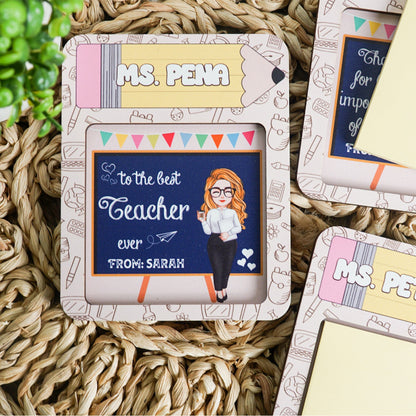 Personalized Sticky Note Holder, Thoughtful Teacher Appreciation Gift, End of Year Desk Organizer