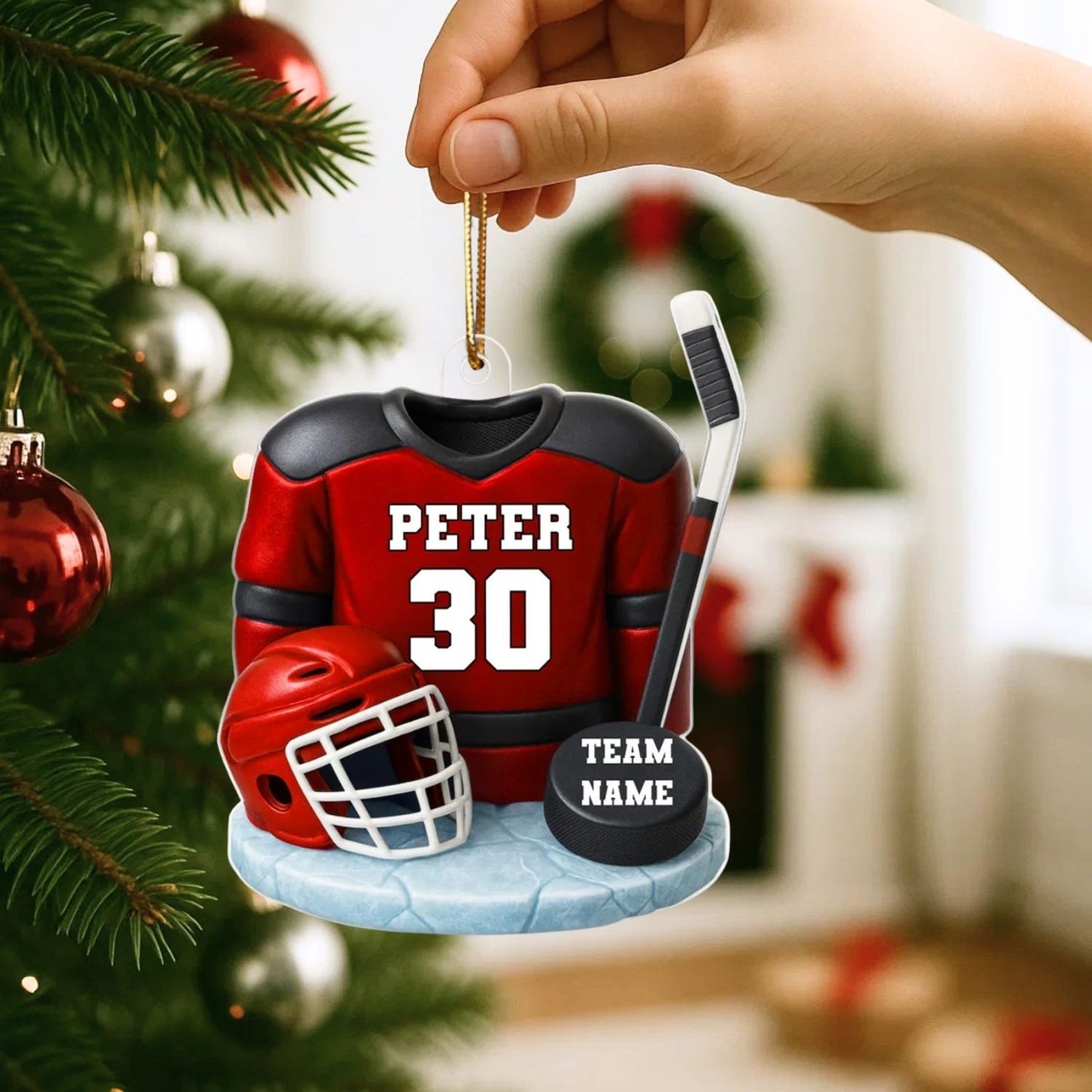 Hockey Kit - Personalized Acrylic Ornament - Christmas Gift For Son, Grandson, Boyfriend