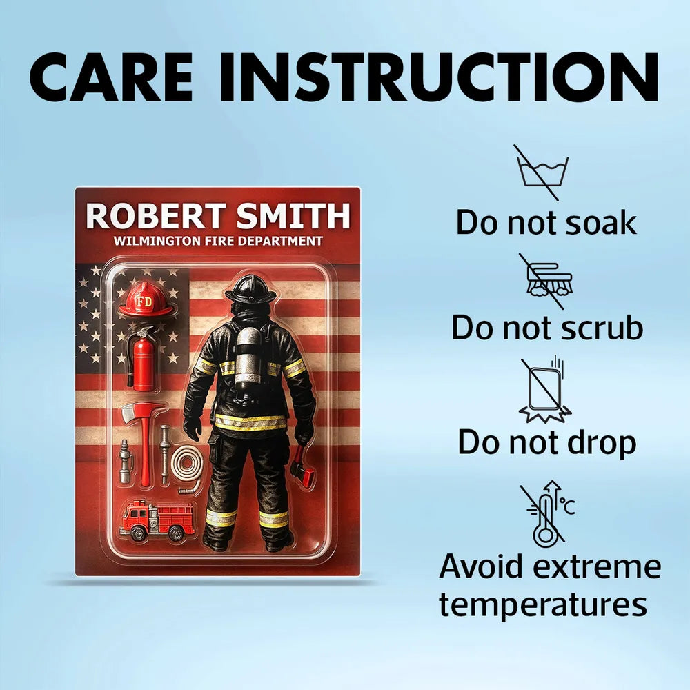 Firefighter Custom Figure Personalized Acrylic Block Plaque, Gift for him