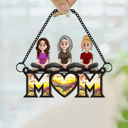 Personalized Mom’s Heart Is The Warmest Place Window Hanging Suncatcher, Heartwarming Mother's Day Gift For Mom, Grandma
