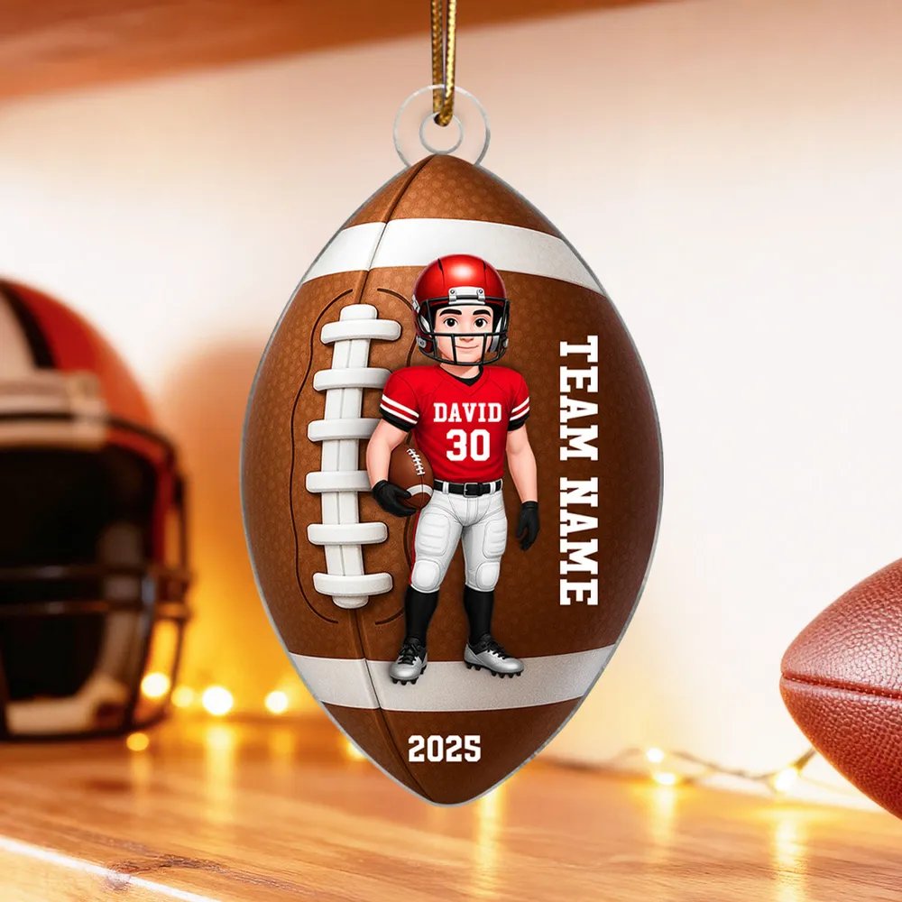 Football Player - Personalized Acrylic Ornament - Christmas Gift For Teen Boy, Son, Grandson