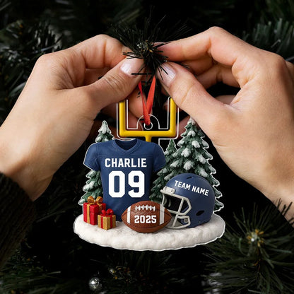 Proud American Football Player Uniform - Personalized Acrylic Ornament - Gift For Football Lovers