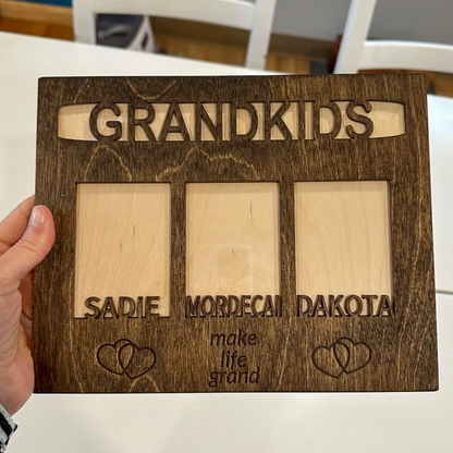 Personalized Grandchildren Make Life Grand Picture Frame, Mother's Day Gift For Grandma Idea, Kids Photo Keepsake