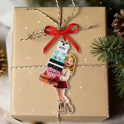 Personalized Shopping Fashion Teen Girl Acrylic Ornament, Christmas Gift For Teenager, Tree Decorations