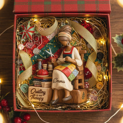 Personalized Quilting Is My Therapy Acrylic Ornament, Christmas Tree Decorations