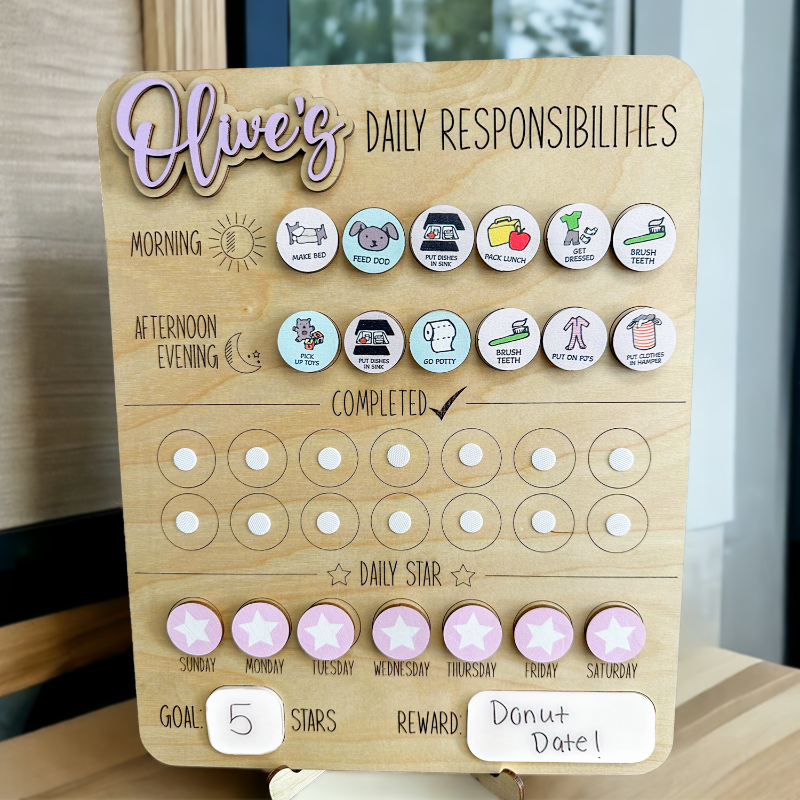 Personalized Daily Responsibilities Board Chore Chart for Kids