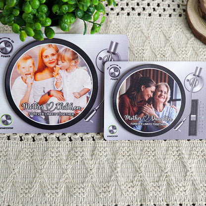 Mother & Daughters Sons Forever Linked Together Upload Photo Personalized NFC Acrylic Music Vinyl Record, Heartfelt Gift For Mom