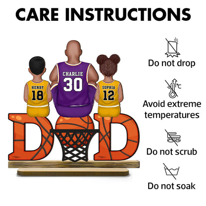 Basketball Dad & Kids Personalized Standing Wooden Plaque, Father’s Day, Gift for Dads