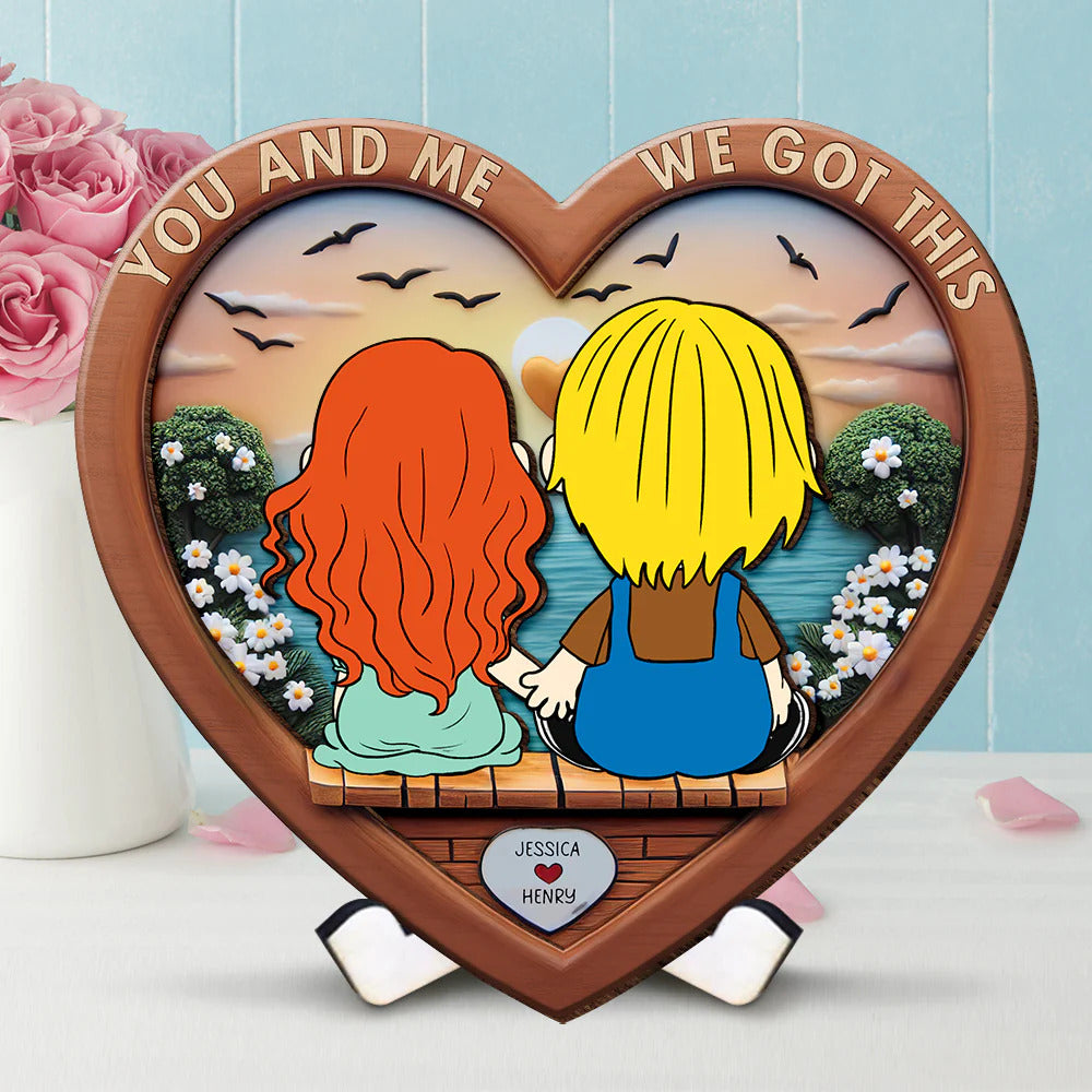 Personalized Gift For Couple Wood Sign Couple Holding Hands