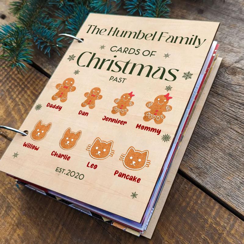 Personalized Gingerbreads Family Card Keeper, Christmas Card Keepsake Holder