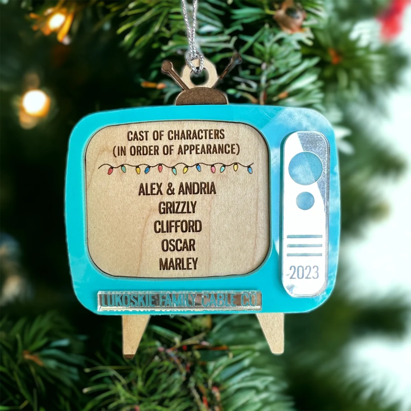 Personalized Family Retro TV Christmas Ornament