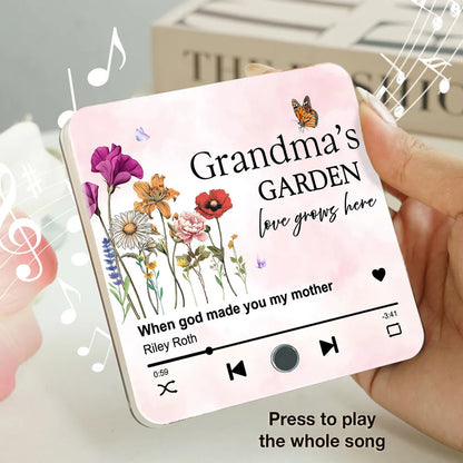 Grandma's Garden, Grandma's Kitchen Birth Month Flower Personalized Music Fridge Magnet, Gift for Grandma, Mom