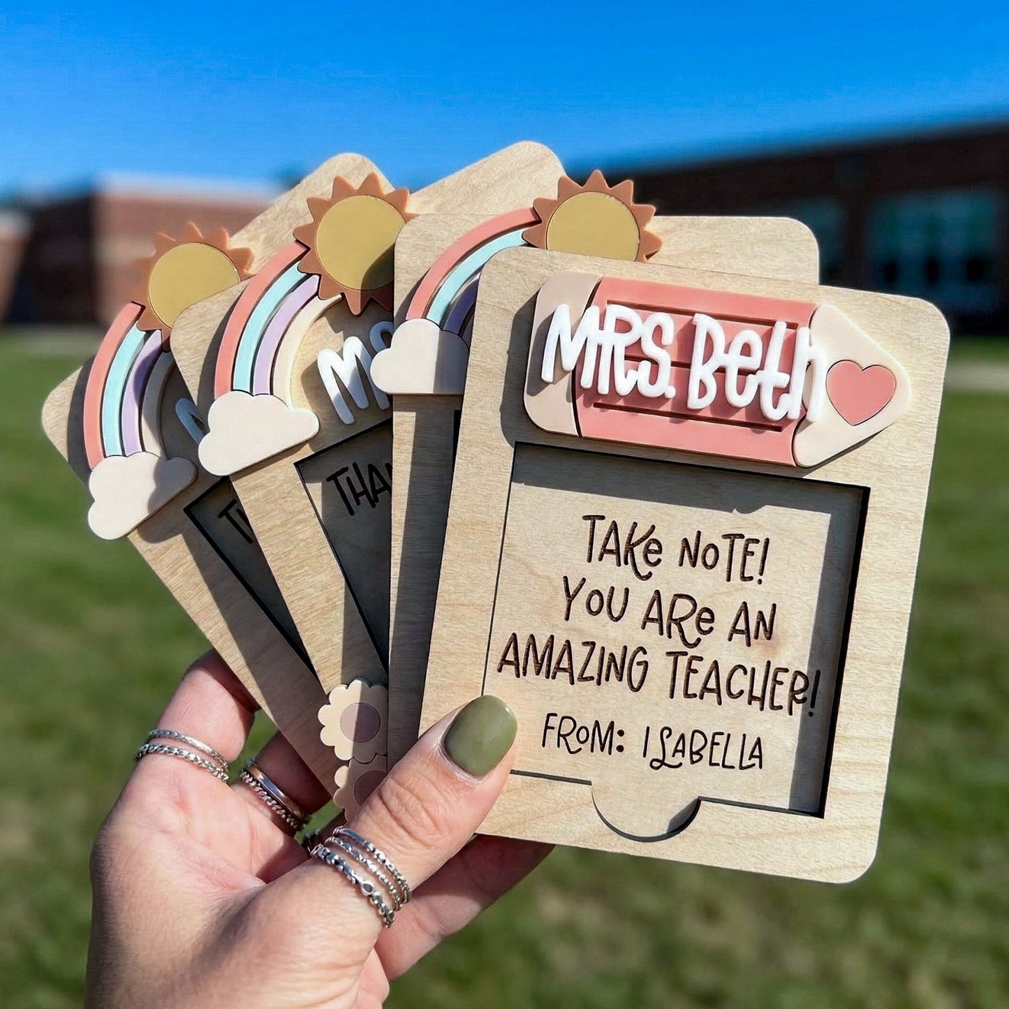 Personalized Sticky Note Holder for Teacher Appreciation Gift, End Of School Year Gift, Christmas Gift For Teacher