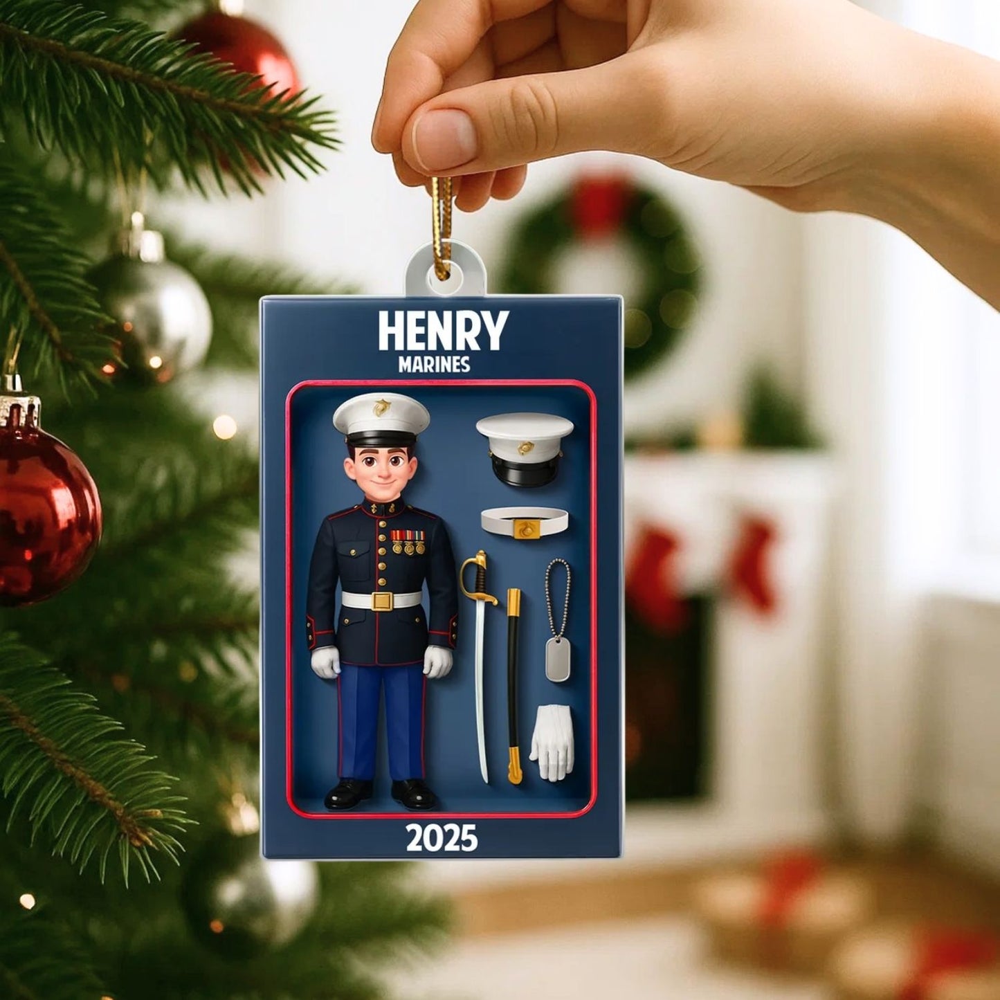 Military Action Figure - Personalized Acrylic Ornament - Special Gift For The Military