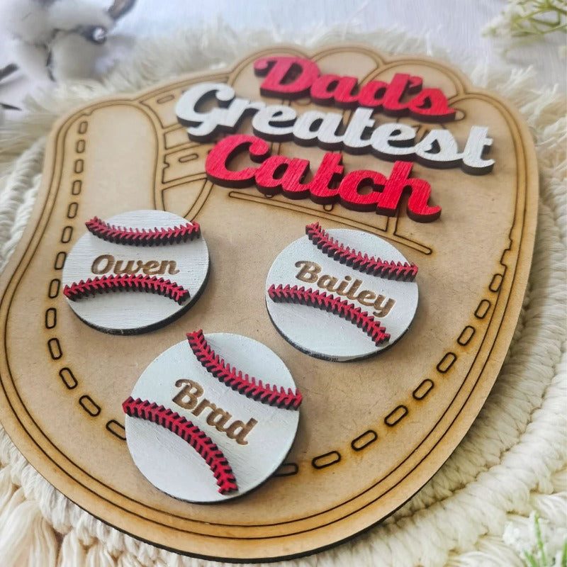 Personalized Dad's Greatest Catch Sign, Father's Day Baseball, Softball Gift Sign