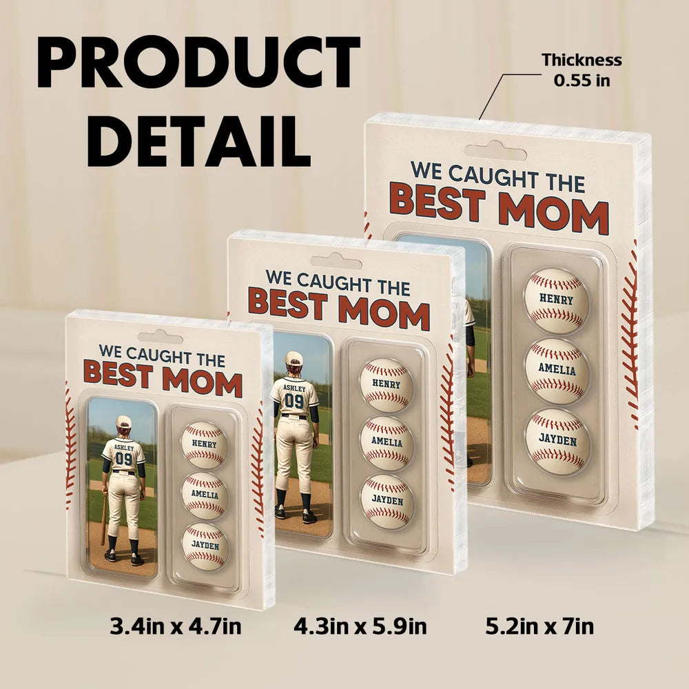 We Caught The Best Mom Baseball Lover Toy Box Figure Style Personalized Acrylic Block Plaque