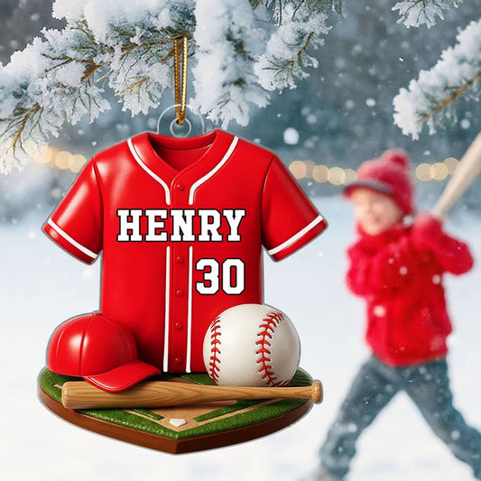Baseball Kit 3D Effect - Personalized Acrylic Ornament - Christmas Gift For Son, Boyfriend, Gift For Him