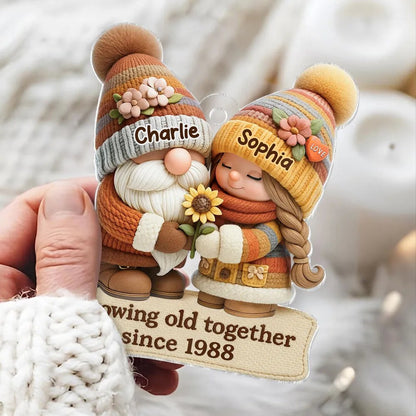 Gnome Couple Growing Old Together Personalized Acrylic Ornament, Couple Christmas Gift, Anniversary Gift for him for her