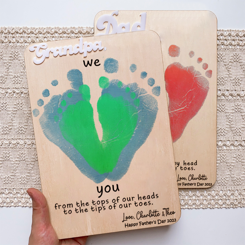 Personalized DIY "We Love You" Footprint Sign, Father's Day Gift