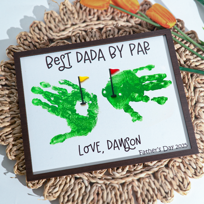 Personalized Father’s Day Golf Handprint Sign, Best Dad by Par Gift, Golf Theme Gift for Grandpa, Golf DIY sign for him, Golf Lover, Golf Kit from kids