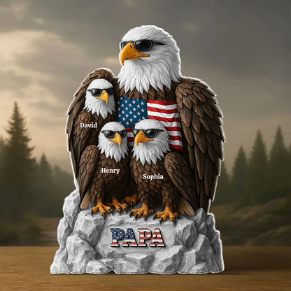 Eagle Dad Grandpa Personalized Acrylic Block Plaque, Perfect Keepsake, Paperweight, 2025 Father's Day Gift For Dad, For Grandpa