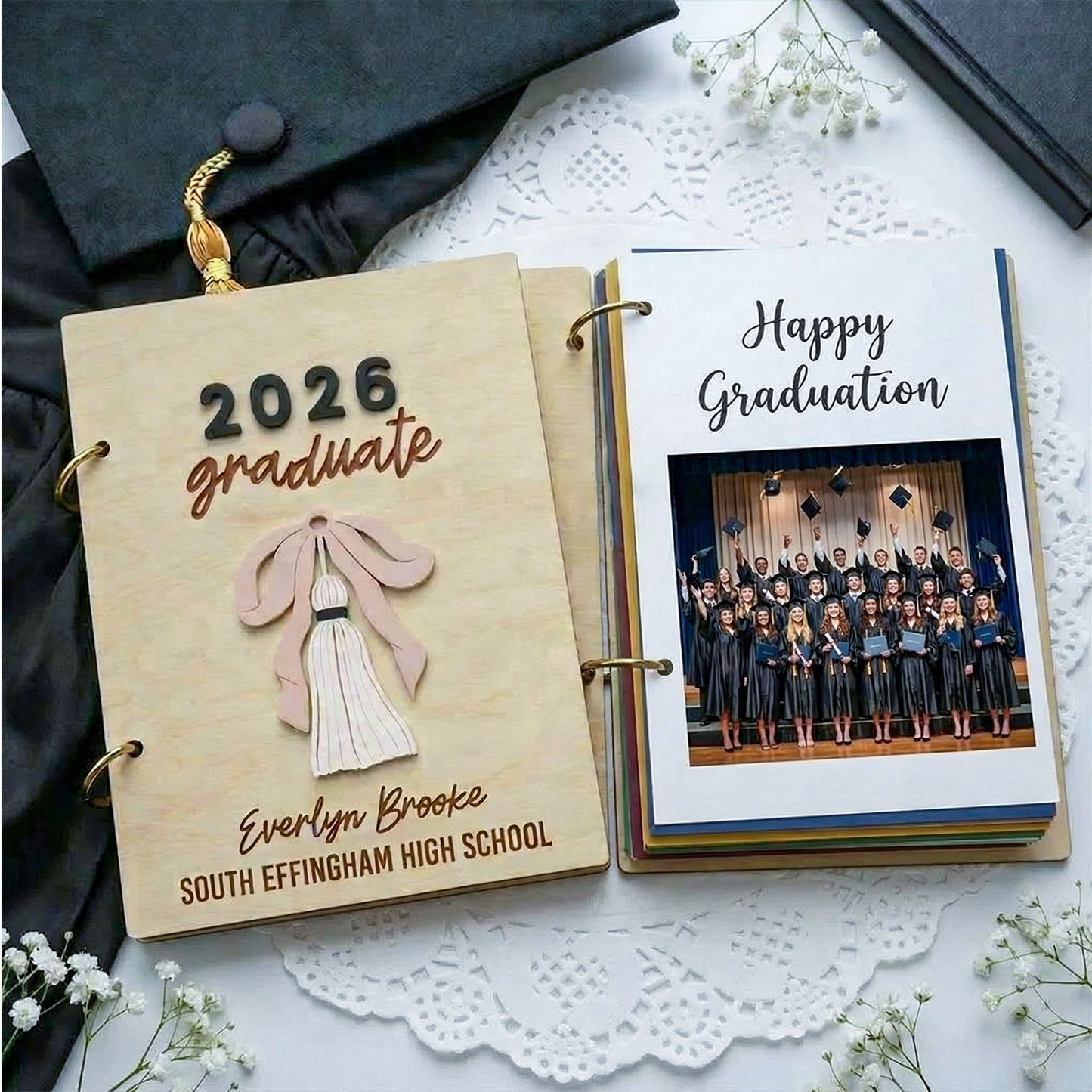 Personalized Graduation Guest Book and Card Holder, 2026 Graduate Keepsake, Photo Guest Book Decor, Polaroid Camera Guestbook