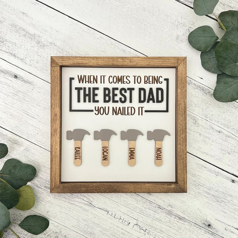 Personalized Father's Day Wooden Hammer Style Sign, Father's Day Gift