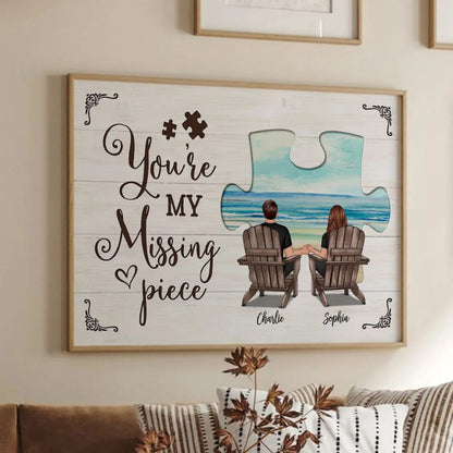 My Missing Piece Couple Beach Landscape Personalized Poster, Gift For Couples, For Him, For Her