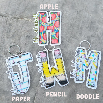 Personalized Monogrammed Teacher Appreciation Keychain, Back To School Gift For Teacher