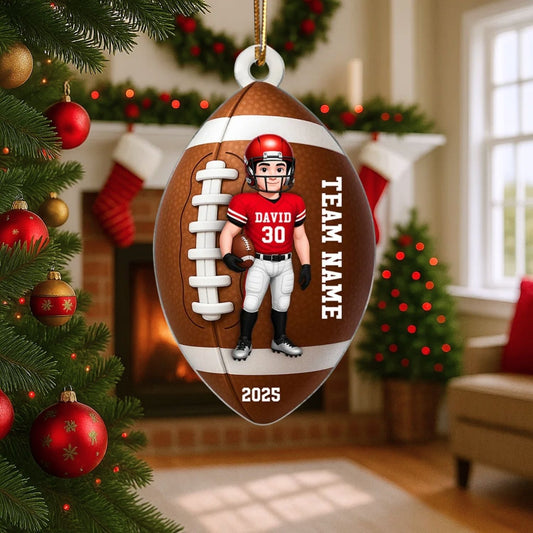 Football Player - Personalized Acrylic Ornament - Christmas Gift For Teen Boy, Son, Grandson