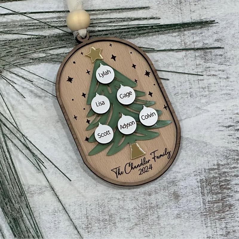 Personalized Family Tree Oval Ornament, Christmas Family Keepsake Ornament